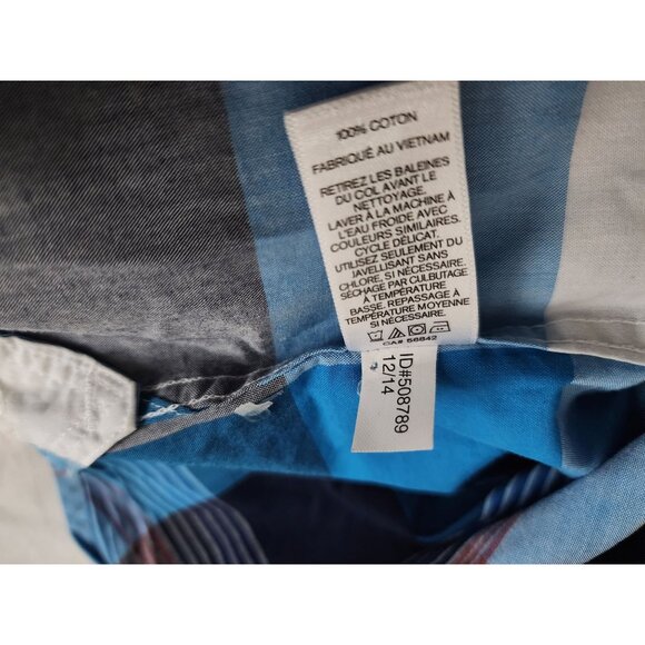 EXPRESS Men's Blue/Multicolor Fitted Plaid Long Sleeve Shirt Size Medium - Picture 8 of 12